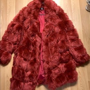 Missguided faux fur red coat